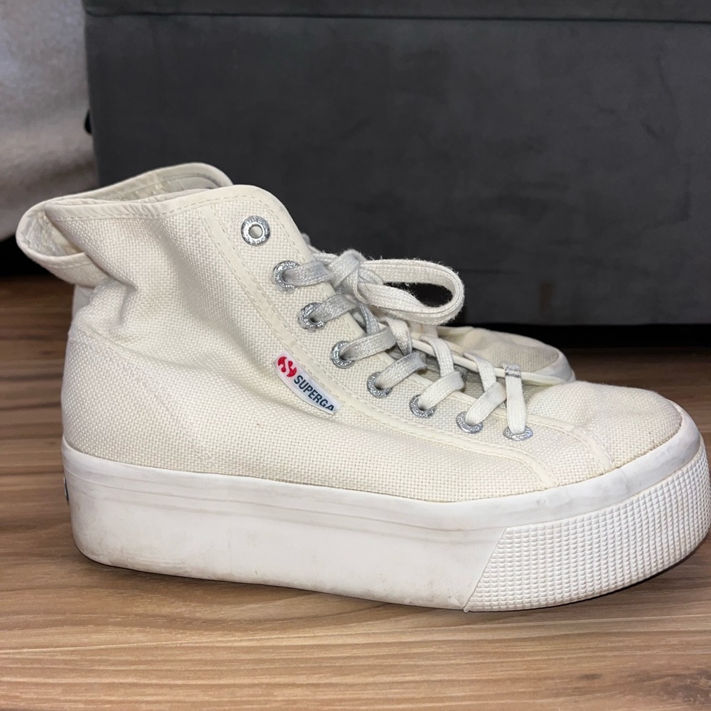 Superga Women's Cream High-Top Platform Sneakers